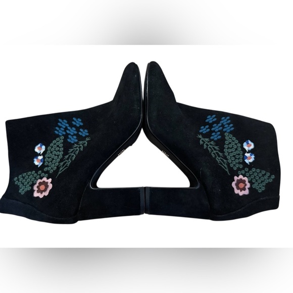 Nanette Lepore Womens Boots Black Suede Floral Embroidery Whimsigoth Boho Sz 7 - Picture 4 of 7